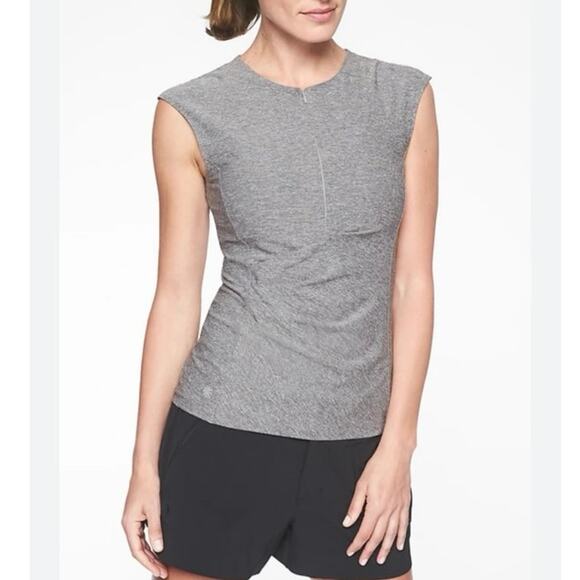 Athleta XLT Pacifica Wrap Front Heather Gray Tank Zip Neckline - Picture 1 of 10